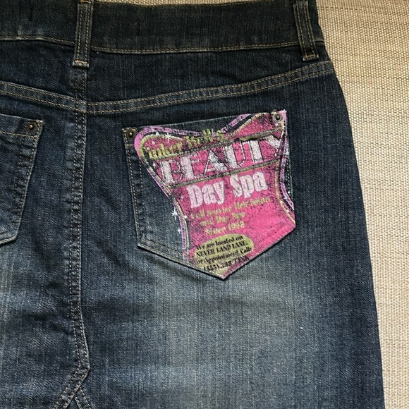 Vintage Disney Store Denim Tinkerbell Glitter Skirt Size 10 - Picture 4 of 7